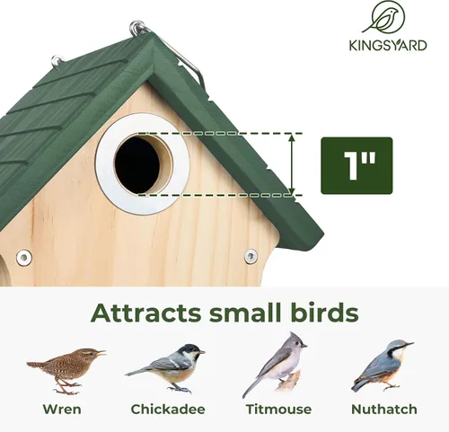 Miniatura 4 de Kingsyard Casa de Pájaros de Madera con Protección contra Depredadores, Nido para Gorrión para Exteriores, Caja de Nido de Jardín y Patio