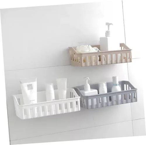 Miniatura 5 de Cabilock Estante de baño montado en la pared, cesta de almacenamiento para ducha y cocina, café claro, organizador multiusos para almacenamiento