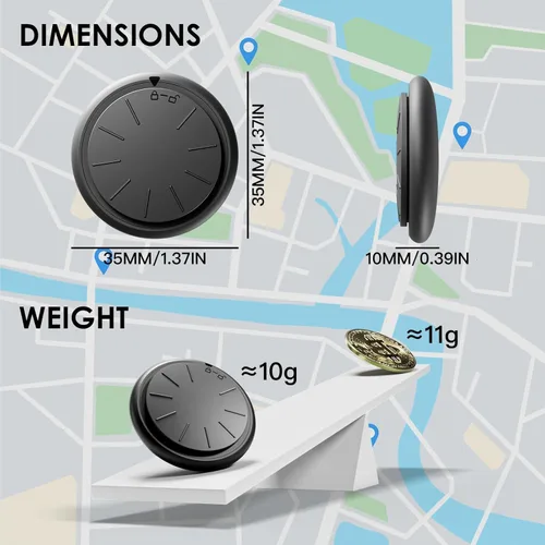 Miniatura 5 de Rastreador GPS negro para vehículos, 1 rastreador de coche en tiempo real funciona con Apple Find My(solo iOS), sin suscripción, cobertura global