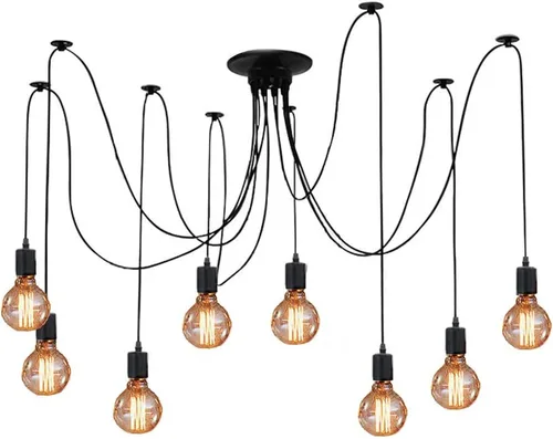 Lámpara de araña de techo, lámpara colgante de iluminación, lámpara de araña clásica antigua ajustable DIY, lámpara de araña moderna y elegante 8