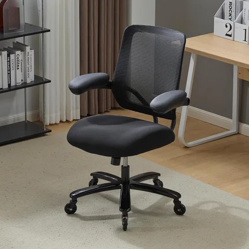 Miniatura 2 de Silla de oficina grande y alta de 500 libras, silla de escritorio ergonómica de malla resistente, silla de computadora con respaldo alto, Negro