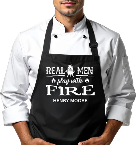 Miniatura 10 de Delantal para barbacoa y parrilla, regalo personalizado para el día del padre para papá, maestro de parrilla, abuelo, delantal de chef, delantales
