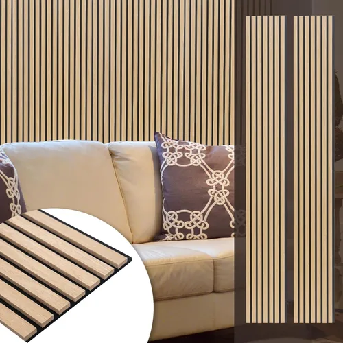 Miniatura 11 de Yuzzy Paneles de madera para pared, paneles acústicos de listones de madera de nogal oscuro de 9 pies, 4 unidades, paneles de pared modernos que