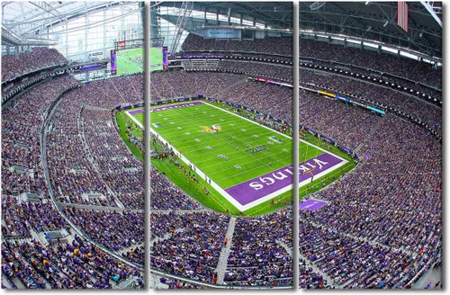 3 piezas de arte de pared deportivo del equipo de fútbol de los Vikings de Estados Unidos, pinturas de estadios deportivos Minnesota, Estados