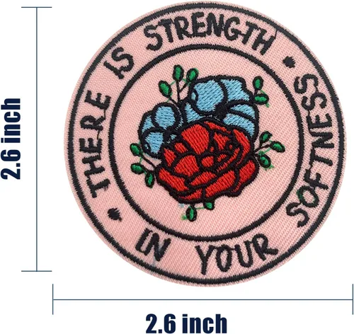 Miniatura 2 de Parche bordado para planchar, parche genial con texto en inglés "There is Strength" – Aplicable para insignias para planchar y coser, parche