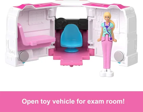 Miniatura 5 de Barbie Mini BarbieLand - Juego de muñeca y vehículo de juguete con muñeca de 1.5 pulgadas, vehículo de clínica de cuidado con cambio