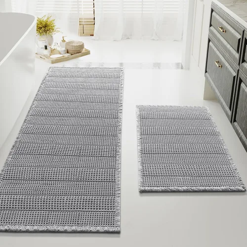 Miniatura 41 de H.VERSAILTEX Alfombra de baño de goma eva súper absorbente, alfombras de baño antideslizantes para piso de baño, alfombras de baño lavables a Crema