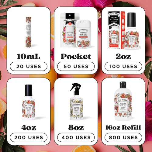 Miniatura 10 de Poo-Pourri Before-You-Go - Aerosol para inodoro de bolsillo, esenciales de viaje, hibisco tropical, 1 onza líquida, hasta 50 usos, desodorante