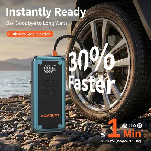 Miniatura 3 de Arrancador de batería con compresor de aire, Acmount 5000A arrancador de batería de coche con inflador de neumáticos de 150 PSI para hasta 9.0 L