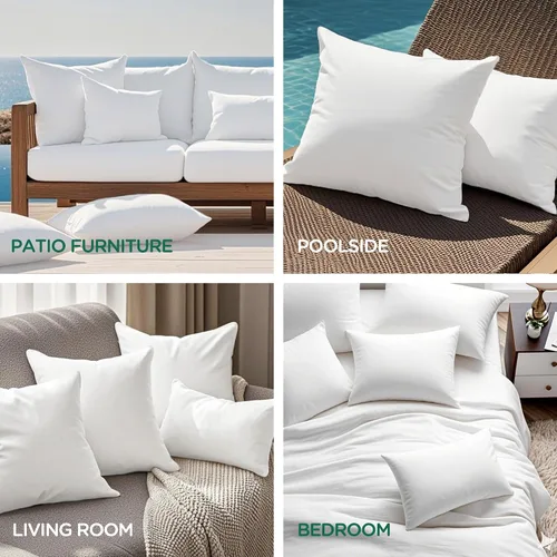 Miniatura 8 de Codi Juego de 2 rellenos de almohada para exteriores de 18 x 18 pulgadas, almohadas impermeables para muebles de patio