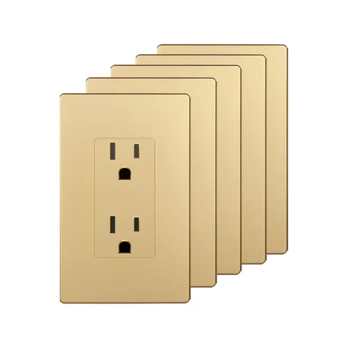Miniatura 44 de LIDER LR15-TR-GD5P - Receptáculo decorativo mate c/tapa frontal intercambiable, tomacorriente a prueba de manipulaciones/niños, autoconexión a Dorado