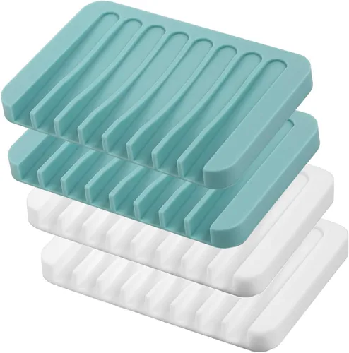 Miniatura 8 de Jaboneras autodrenantes, 3 piezas de silicona para jabón, escurridor de cascada para baño, prolonga la vida del jabón, mantiene las barras de jabón