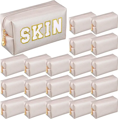Miniatura 11 de 20 bolsas de maquillaje de piel sintética con cremallera, bolsas de maquillaje impermeables, contenedor de belleza para mujeres, regalos de Negro