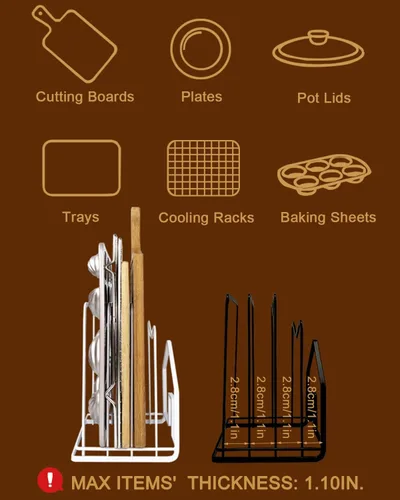 Miniatura 3 de SUNFICON Estante para tabla de cortar, organizador de tablas de cortar, soporte para tapas de ollas, bandeja fina para hornear, bandeja de secado 1