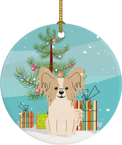 Miniatura 20 de Caroline's Treasures Adorno de cerámica para árbol de Navidad, Laika Spitz de Siberia Occidental, decoración colgante para árbol de Navidad
