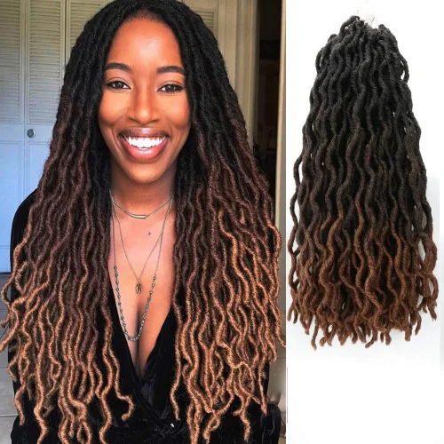 Miniatura 8 de Eliza Rastas gitanas onduladas de 18 pulgadas, cabello de ganchillo suave, 6 paquetes de trenzas sintéticas de diosa, raíces africanas, extensiones
