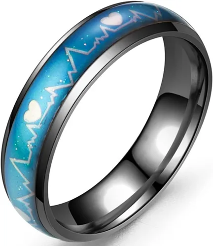 Miniatura 3 de Jude Jewelers Anillo de acero inoxidable que cambia de color, corazón, estado de ánimo, alianza de boda, aniversario