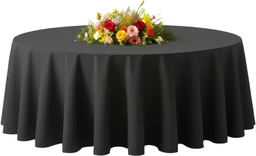 BESTVIP Manteles redondos de poliéster de 60 pulgadas | Se adapta a mesas de 20 a 48 pulgadas | Funda decorativa lavable de tela para restaurantes,