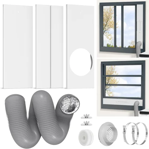 Miniatura 8 de Kit de Ventana para Ventilación de Secadora, Kit de Conducto de Ventana con Manguera, Paneles de Sellado de Ventilación de Secadora Ajustables que
