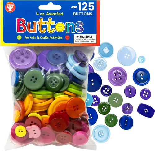 Miniatura 12 de 500 botones surtidos (aproximadamente) para manualidades – Contenedor a granel de 1 libra – Botones pequeños y grandes para coser, camisas, ropa