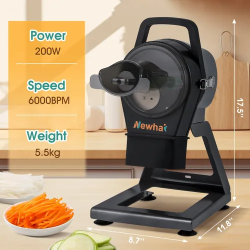 Miniatura 6 de Newhai Cortador comercial de cebolla de primavera, cortador de cebolleta trituradora eléctrica de verduras para ajo, jengibre, chile, papa, con 3