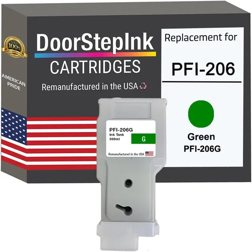 DoorStepInk Cartucho de tinta remanufacturado en Estados Unidos para Canon PFI-206 10.1 fl oz verde para impresora imagePrograf iPF6400 24in iPF6450