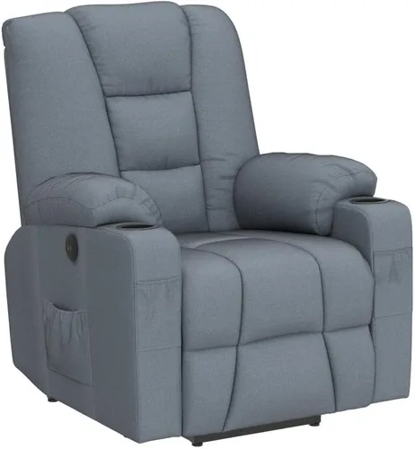 Miniatura 4 de MEETWARM Silla reclinable eléctrica para personas mayores con calefacción por vibración, masaje de tela suave, con 2 controles remotos, puertos USB