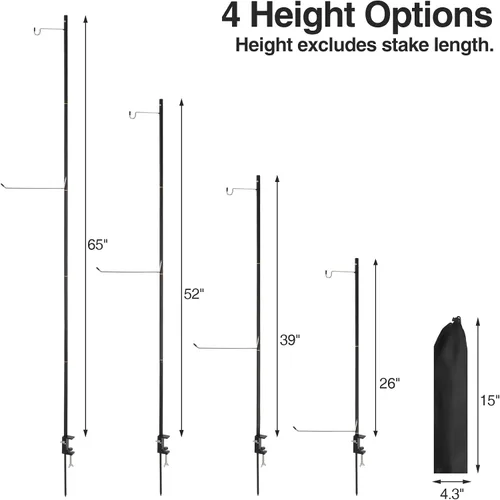 Miniatura 2 de REDCAMP Farol plegable de 72 pulgadas de alto con estacas y ganchos, postes de lámpara plegables de aleación de aluminio ultraligeros portátiles
