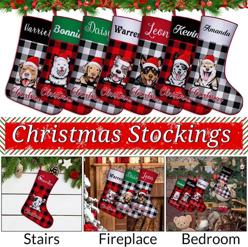 Miniatura 5 de Medias de Navidad de raza de perro personalizadas con texto de nombre, regalos de decoración de calcetines de Navidad personalizados para perros