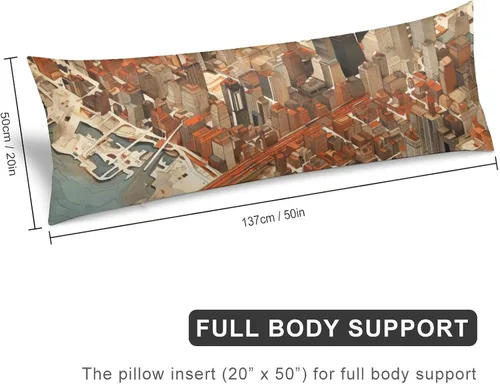 Miniatura 2 de Funda de almohada de cuerpo con mapa personalizado de la ciudad de Nueva York, 20 x 54 pulgadas, funda protectora de almohada larga con cremallera
