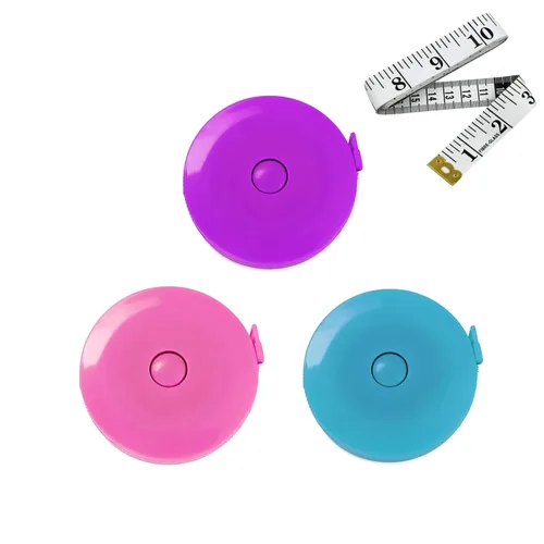 Paquete de 3 cintas métricas retráctiles para cuerpo, 60 pulgadas, 4.9 ft, regla flexible de doble cara para manualidades médicas, tela, tela, morado