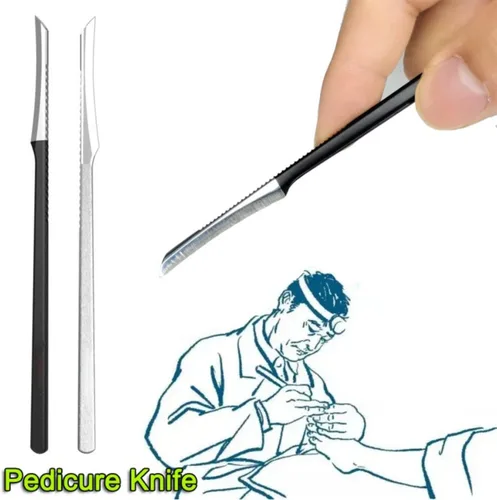 Miniatura 2 de Cuchillo raspador de pies, herramienta de pedicura y pedicura, kit de manicura, limpiador raspador de acero inoxidable, cuidado de pies, callos Negro