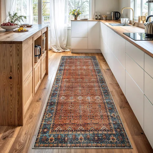 Miniatura 21 de Bloom Rugs - Alfombra lavable, antideslizante, de 1,83 x 2,74 m, color beige/blanco claro con borde tradicional, para sala de estar, dormitorio