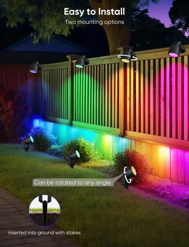 Miniatura 3 de APPECK Iluminación de paisaje, luces de paisaje de bajo voltaje RGBW con control de aplicación, IP65 impermeables para exteriores, focos que cambian