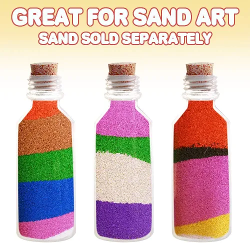 Miniatura 4 de ArtCreativity Botellas de plástico para arte de arena con corchos, paquete de 24 a 2 onzas, recipientes transparentes para arte de arena, mensaje