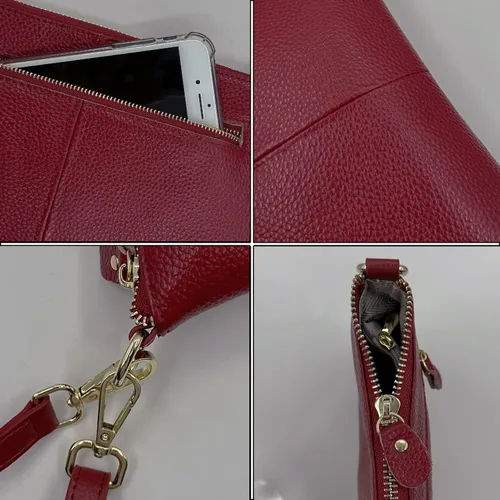 Miniatura 6 de Beurlike Cartera de cuero para mujer, bolso cruzado pequeño para teléfono