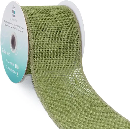 Cinta de arpillera con alambre de 2.5 pulgadas x 5 yardas, color verde salvia para Navidad, decoración de boda, envoltura de regalos, decoración de