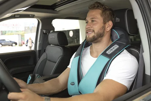 Miniatura 6 de Masajeador shiatsu de hombro y cuello con calor, almohada masajeadora para tejido profundo para aliviar el dolor del cuello, la espalda y los Azul
