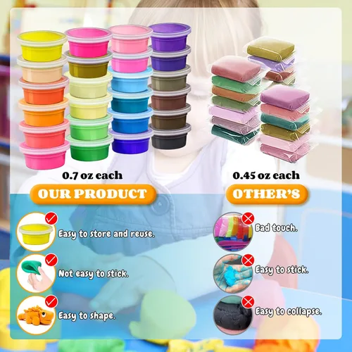Miniatura 3 de Kit de arcilla de modelado - 24 colores de arcilla seca al aire, arcilla de moldeo DIY con herramientas, manualidades artísticas para niños, regalo
