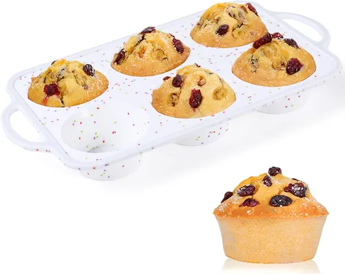 Miniatura 14 de CAKETIME Molde para mini muffins, molde para mini cupcakes con marco reforzado de metal, moldes para muffins de silicona antiadherentes con asa