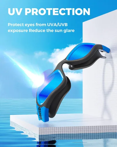 Miniatura 3 de OMID P2 Lite - Gafas de natación cómodas antivaho para hombres, mujeres, adultos y jóvenes Lente B2-azul Marco Blueblack