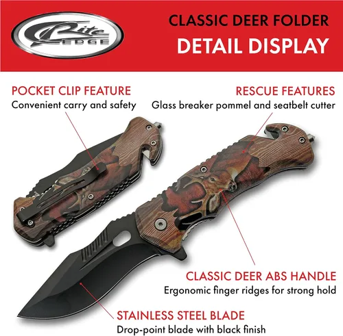 Miniatura 2 de SZCO Cuchillo plegable de 4.75 pulgadas, cuchillo de bolsillo con cortador de cinturón de seguridad y rompedor de vidrio, mango de estampado