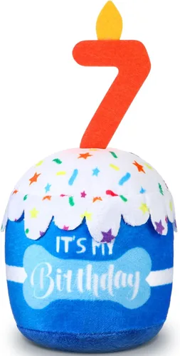 Miniatura 24 de Dansydaisy Accesorios de juguete de pastel de cumpleaños para perros, regalos para niñas y niños, juguete de peluche chirriante para decoración