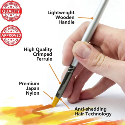 Miniatura 3 de Pinceles de pintura artística para pintura acrílica, acuarela, óleo, gouache, pinceles para pintura corporal y facial para adultos. Juego de 7
