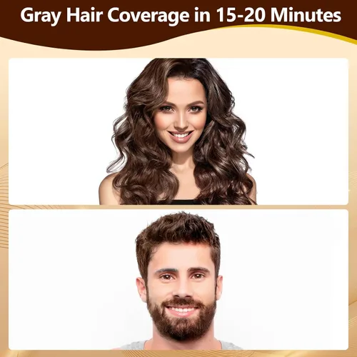 Miniatura 7 de Champú de tinte para cabello castaño oscuro para cabello gris, champú de color semipermanente para mujeres y hombres, ingredientes herbarios, Marrón