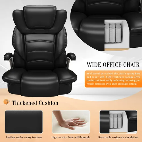 Miniatura 4 de Silla de oficina ejecutiva, sillas de oficina grandes y altas para personas pesadas, asiento ancho de 400 libras, silla de oficina de cuero
