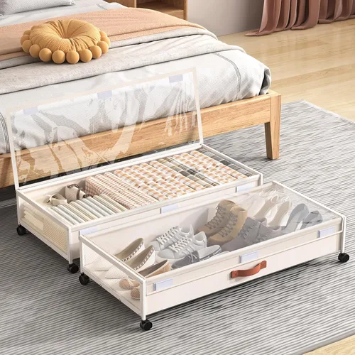 Contenedores de almacenamiento debajo de la cama con ruedas grandes debajo de la cama, para zapatos, mantas, cajones de almacenamiento de juguetes