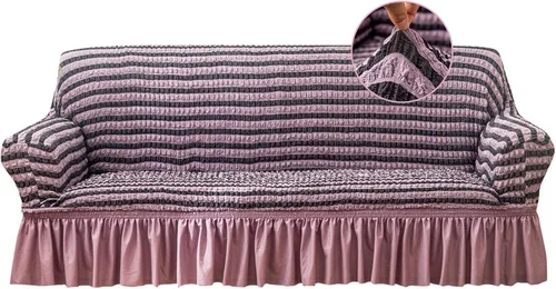 Miniatura 25 de Jeloris Funda Protectora Elástica para Sofá de Dos Plazas de Fácil Ajuste con Falda, Protector de Muebles Universal Duradero Lavable de Alta Beige