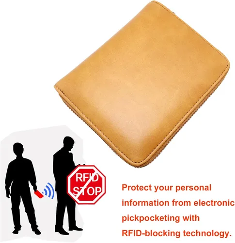 Miniatura 9 de boshiho Cartera con bloqueo RFID de 24 ranuras para tarjetas de crédito, de piel auténtica, organizador de múltiples tarjetas, con cremallera