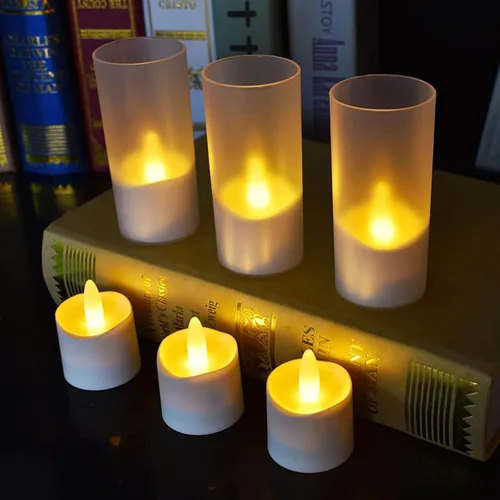 Miniatura 8 de HL Velas sin llama con temporizador remoto, más de 100 horas recargables, impermeables, funciona con pilas, con base de carga, velas flotantes